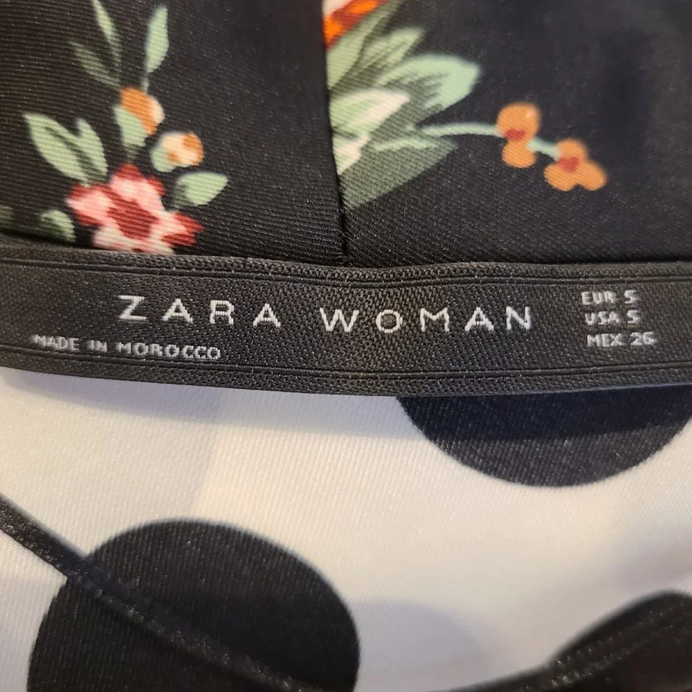 ZARA FLORAL PRINT POLAK DOT AND PATCHWORK DRESS - STUNNING - SIZE S - Picture 16 of 16